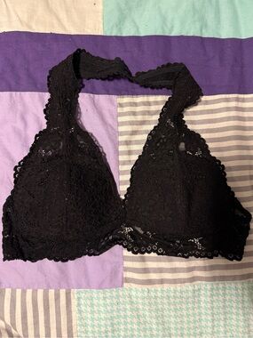 Xhilaration Black Lace Halter Bralette